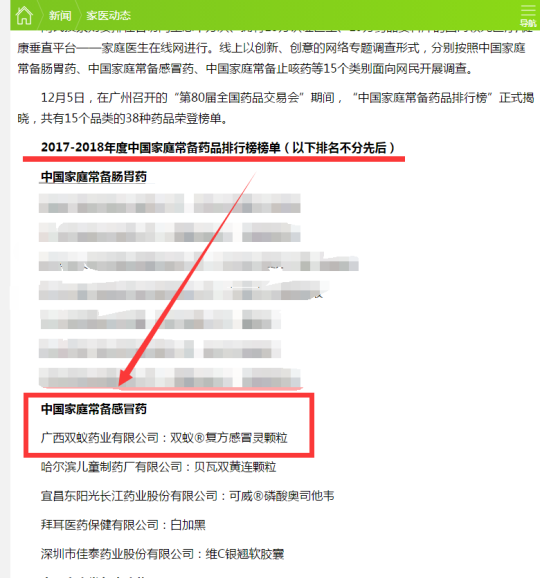 千家万户的选择，双蚁®不负众望荣登“中国家庭常备药品牌榜”